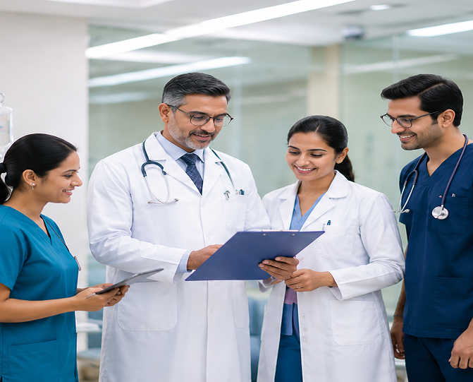 AIROC Hospitals care team reviewing a patient's medical records