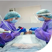 Surgical team in an operating theatre